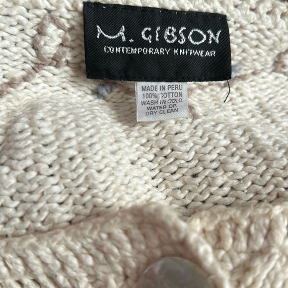 Vtg M. Gibson Peruvian Cream 100% Cotton Embroidered Cardigann Outlander - Picture 12 of 13